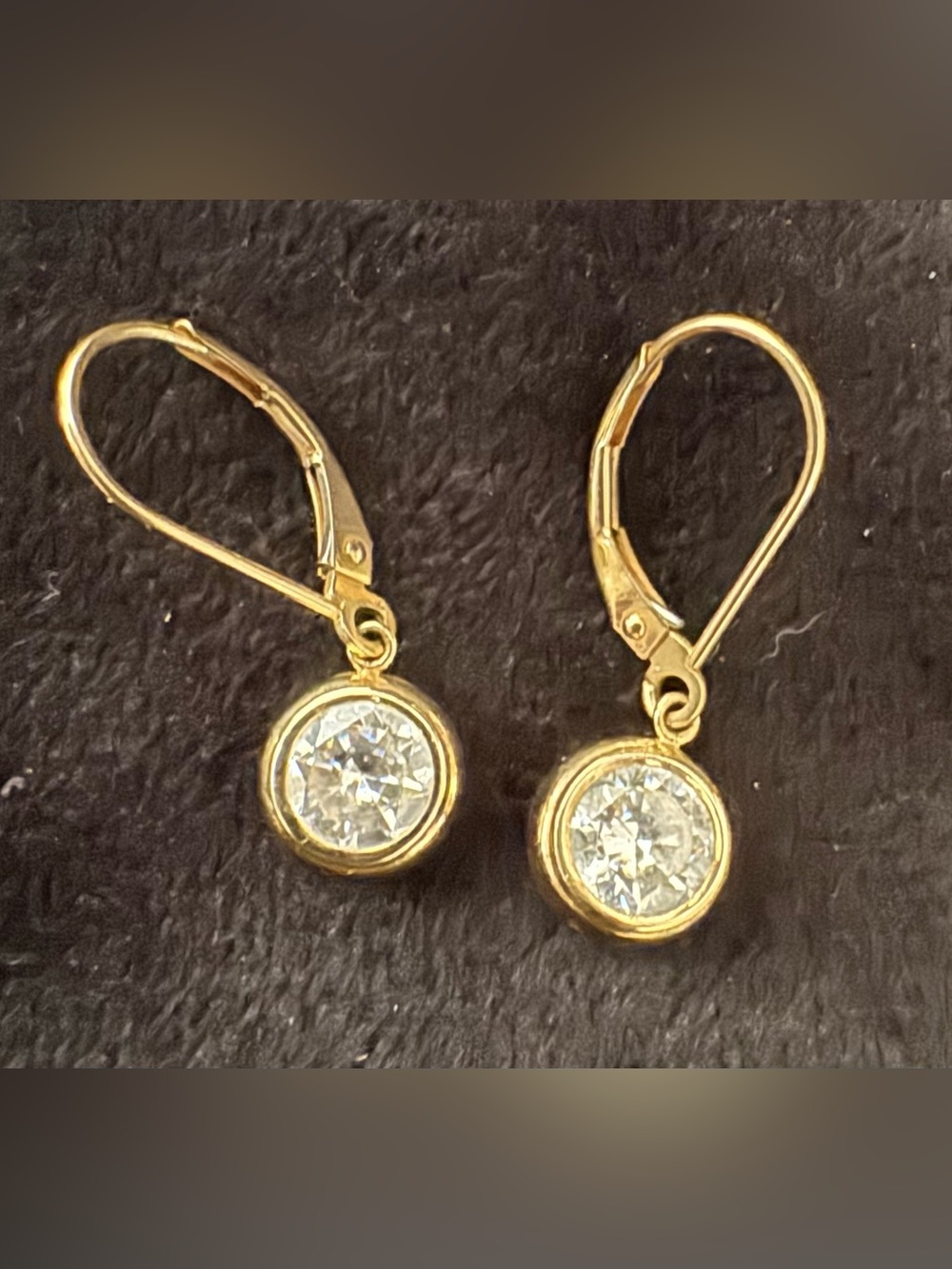 Gold Drop Crystal Leverback Earrings - Unbranded